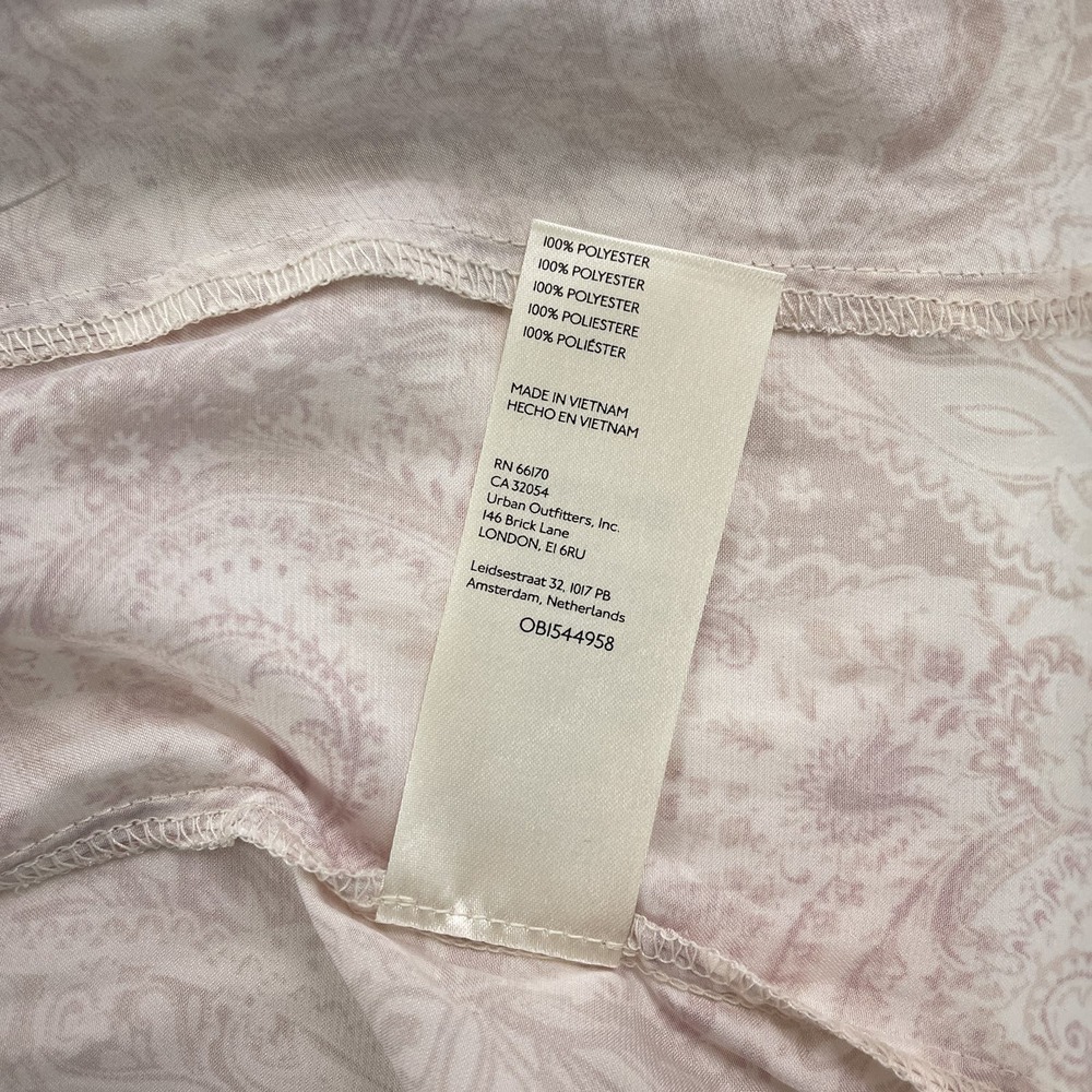 Free People Dress Women XS Arzel Mini Ivory Paisley Print Kimono Pleated Satin - Picture 13 of 15